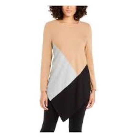 Alfani Asymmetric Multi Color Block Print Tunic - Picture 5 of 5